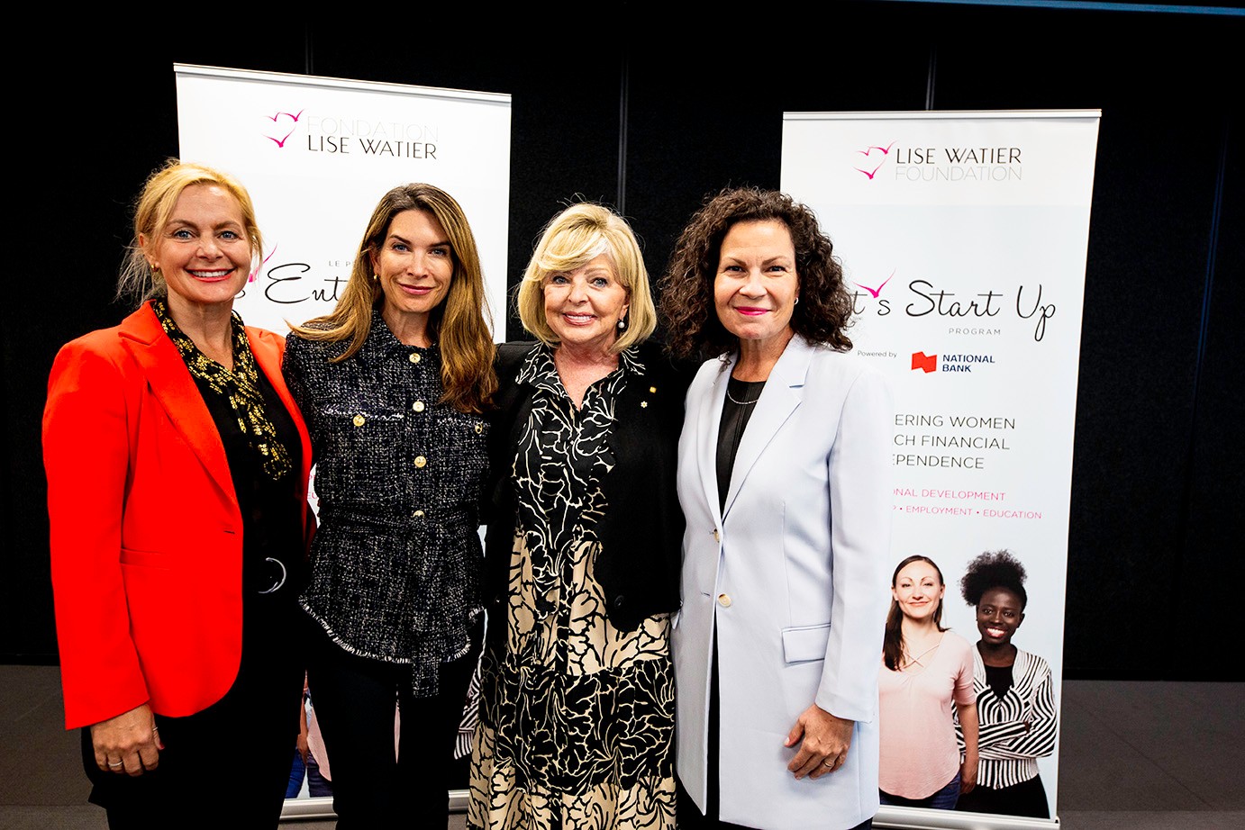 Isabel Dunnigan, Concordia's associate vice-president, lifelong learning, appears with the president & executive director of the Lise Watier Foundation Marie-Lise Andrade, Lise Watier, and Anne-Marie Croteau, dean of John Molson School of Business