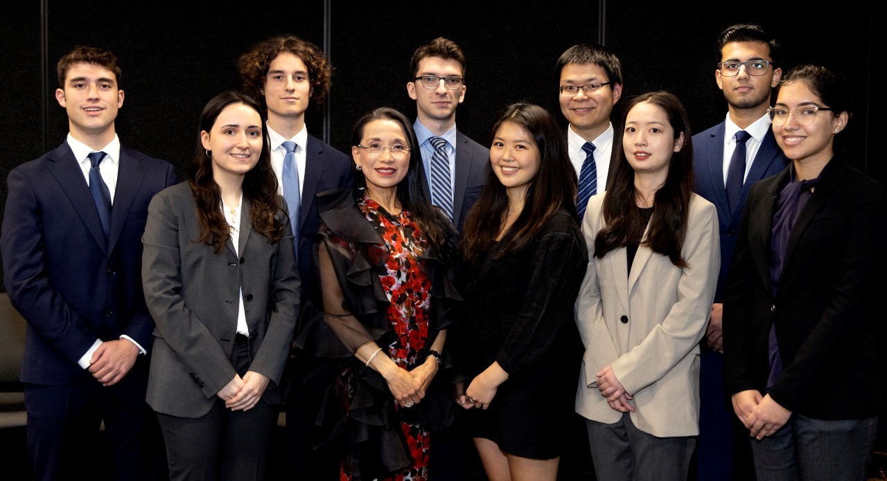 Kenneth Woods Portfolio Management Program Class of 2025. From left to right, Giovanni Di Nunzio, Sydney Kelly, Eli Marchesseault, Sukyong Yang (director), Édouard Vézina, Hannah Wang, Yuming Liu, Sijia Liu, Garv Bhandari, and Zahra Ahmed. Kenneth Woods Portfolio Management Program Class of 2025. From left to right, Giovanni Di Nunzio, Sydney Kelly, Eli Marchesseault, Sukyong Yang (director), Édouard Vézina, Hannah Wang, Yuming Liu, Sijia Liu, Garv Bhandari, and Zahra Ahmed.