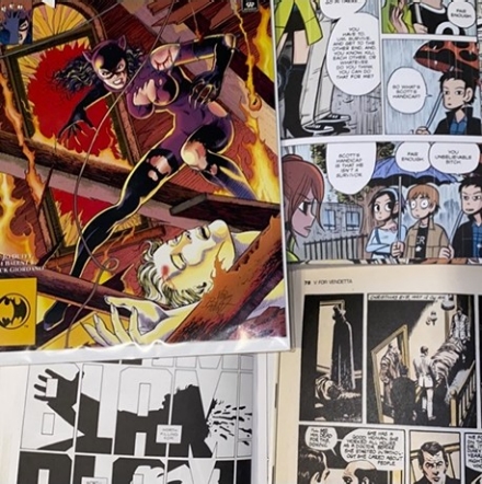 Graphic consisting of several types of comic book frames