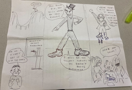 A hand-drawn comic developed by one of the workshop participants 