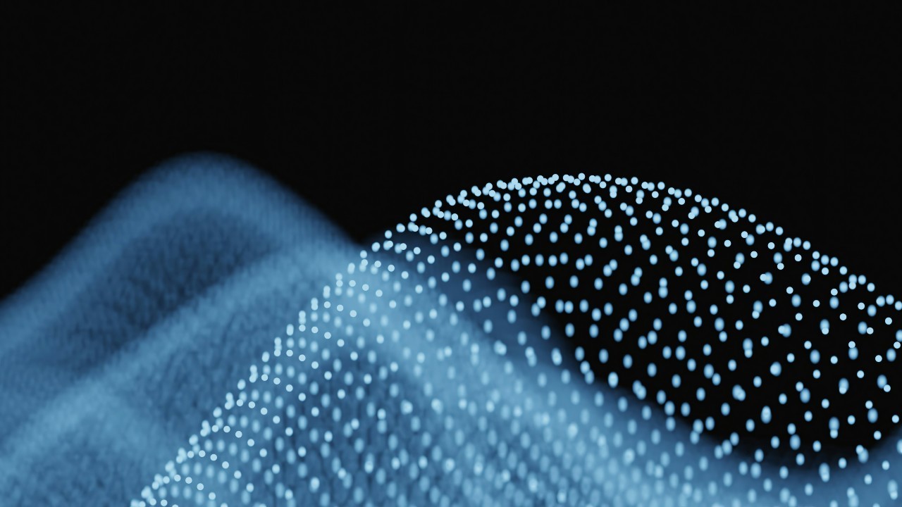 A wave of data using blender's geometry nodes