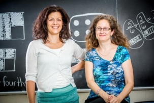 Helena Osana, professor in the Department of Education and CRDH researcher, and PhD candidate Nicole Pitsolantis | Photo by Concordia University