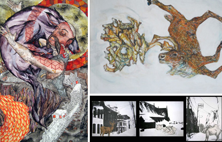 Artwork by participating students (clockwise from left) Nathan Brown, Michael Magnussen and Laurence Vallières.