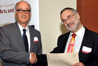 Chemistry and Biochemistry Professor Peter Bird (right) won an awards for Outstanding Academic Service.