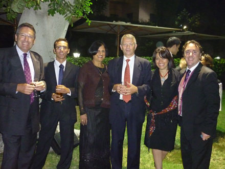 Dalia Radwan and associates attend a reception held by the Ambassador of Canada in Egypt (pictured centre) at his house in Cairo