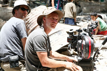 André Turpin (middle) on the set of Incendies.