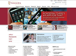 The new Concordia home page will be more dynamic with less text and improved navigability. | Image by Concordia University