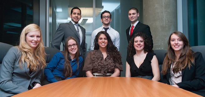 The 2011 JMUCC Organizing Committee. Front row (left to right): Katherine Robitaille, Audrey Landry, Mariann Rossi, Cristina Baptista and Valentine Vaillant. Back row: Jose Garcia, Angelo Esposito and Guillaume Leverdier. | Photo courtesy of JMUCC