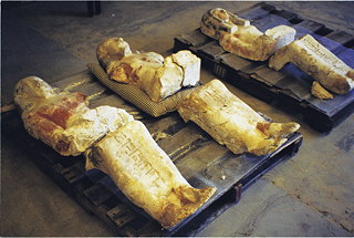 Egyptian tomb figures in storage at Concordia in 2000. | Photo by Concordia University