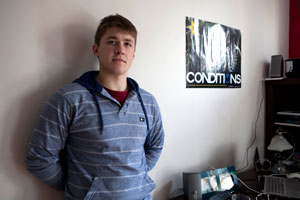 Dane Levare in his apartment. | Photos by Concordia University