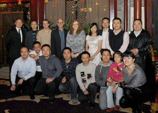 Brian Lewis (back row, centre-left, with glasses), Paula Wood-Adams (back row, next to Lewis), and chapter president Chen Zhang (front row, left, with blue shirt) with Concordia alumni in Beijing, November 2010. | Photo courtesy of Alumni Relations