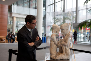 Clarence Epstein, Concordia's Director of Special Projects and Cultural Affairs, examines The Starving of Saqqara. 