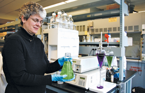 Catherine Mulligan, who holds the Concordia University Research Chair in Environmental Engineering, in the lab. | Photo by Concordia University