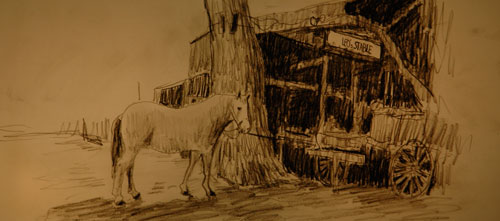 The Griffintown Horse Palace, graphite on Mylar, 2011 by G. Scott Macleod. | Image courtesy of the School of Canadian Irish Studies
