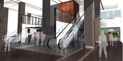 Rendering of the main floor/mezzanine area (Henry F. Hall Building) upon completion of the escalator replacement project in the spring of 2013.