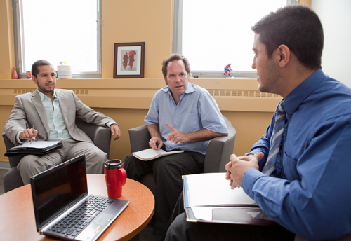 José Garcia and Emran Ghasemi meet with Dean of Students Andrew Woodall. | Photo by Concordia University