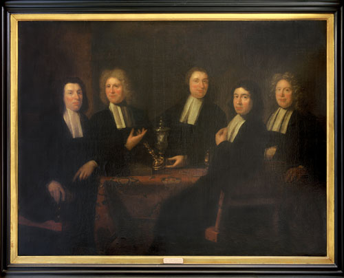 The Masters of the Goldsmith Guild in Amsterdam in 1701 by Dutch portrait painter Juriaen Pool II (1665-1745).