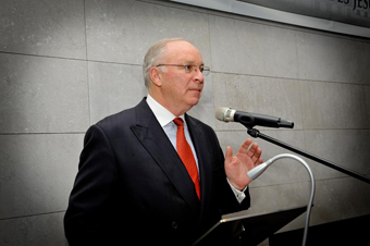 Donal Ryan, president of the Loyola Alumni Association, spoke nostalgically about the Refectory.