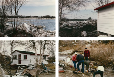 Photographs by Anne-Marie Proulx's father, Pierre Proulx, taken after the flooding of the premises around the family cottage in Saint-Lambert de Lauzon, Spring 1986.