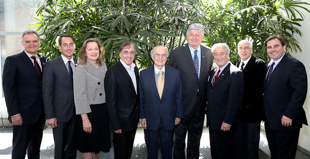 From left to right: Jean-Pierre Vasseur, Jordan LeBel, Marie Claire Morin, Daniel Lamarre, Harold Burson, Luc Beauregard, Frederick Lowy, Alan Hochstein and Andrew Molson. | Photos by Joseph Dresdner