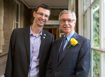 Executive Director of the Centre for Academic Leadership Dominic Peltier-Rivest with Michael Kenneally, director of the School of Canadian Irish Studies.