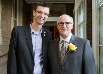 Robert Kilgour (on right), Professor and Chair of the Department of Exercise Science, with Peltier-Rivest.