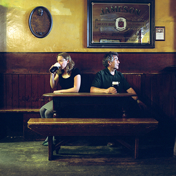 This self-portrait shows Kate Hutchinson and her father relaxing over a pint at Kavanagh's, also known as The Gravedigger's Pub, which features in James Joyce's novel Ulysses.