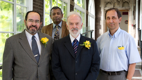 Four of this year's eight Circle of Distinction inductees, from left: Ahmed A. Kishk and Pragasen Pillay (both in electrical and computer engineering), Steven Appelbaum (management), and Andreas Athienitis (building, civil and environmental engineering). | Photo by Concordia University