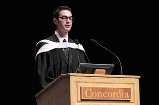 Valedictorian Gavin Kenneally spoke at the spring convocation ceremony for the Faculty of Engineering and Computer Science, June 19, 2012.