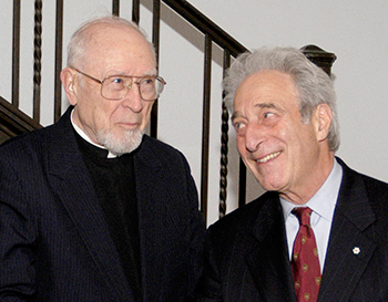 Left to right: Father Graham and Frederick Lowy at the Loyola Chapel, 2005.
