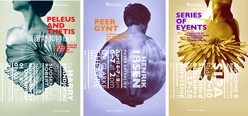 Three of a series of five posters designed for this theatre season by Concordia student Catherine Vallières