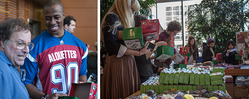 Ihekwoaba helps a donor choose the contents for his box. Raffle tickets were also sold. To see the list of winners, check out the event page on Facebook (http://www.facebook.com/dssajmsb). Concordia students join in the fun.