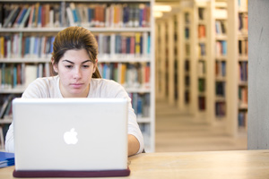 Jaymee Shell studies hard, thanks to the support of generous donors. | Photo by Adam Scotti