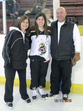 Jaymee Shell and her parents at a Stingers game. | Photo courtesy of the Shell family.