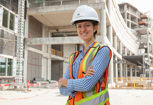 Christine Harries on MUHC superhospital job site. | Photo by Concordia University