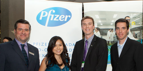 Sin-Ly Chea, winner of the Pfizer Canada Co-op Award of Excellence in Accountancy; Richard Melkonian, accountancy program coordinator at Concordia’s Institute for Co-operative Education; and Pfizer representatives Felix Thiel and Steve Borrelli.