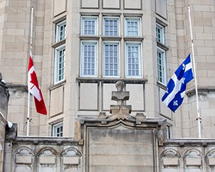 University flags at half-mast