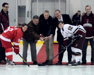 Puck-drop ceremony celebrates renovated Ed Meagher Arena 