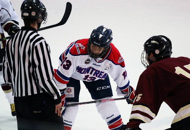 Ouellette prepares for the face-off Ouellette prepares for the face-off
