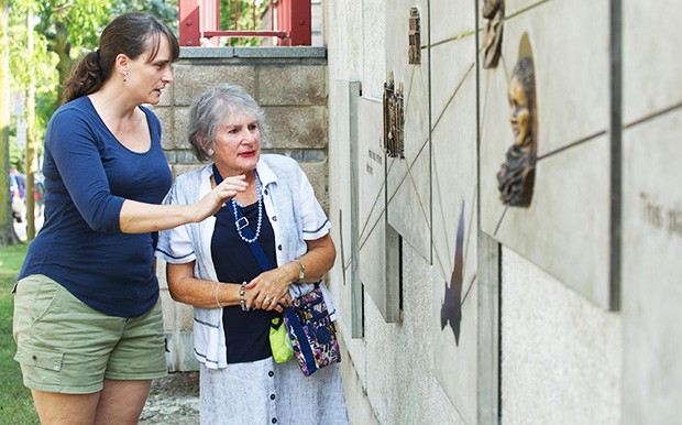 Artist Lalie Douglas (left) created a mural commemorating the lost story of Thomas Widd, which was submitted by Janet McConnell (right).