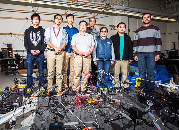 Professor Young Zhang and some members of his graduate research team