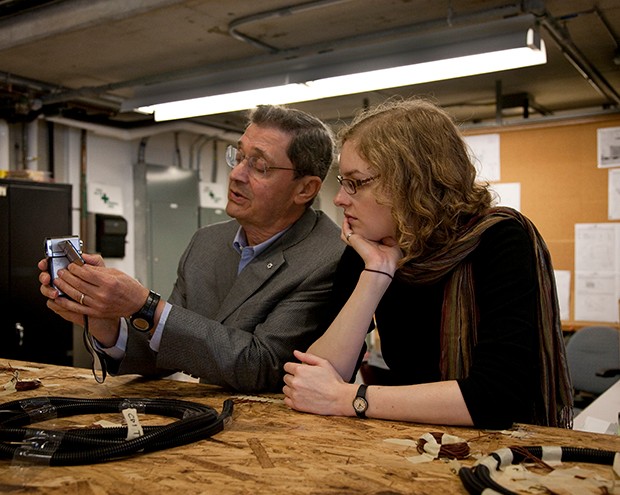 Professor Paul Fazio with student Sara Wyss working on the IGLOO project in 2010. | Concordia University.