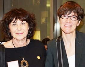 Concordia ombudsperson Kristen Robillard (right) with her predecessor, Suzanne Belson, at a reception marking the 35th anniversary of the Ombuds Office. | Photo by Michael Sendbuehler