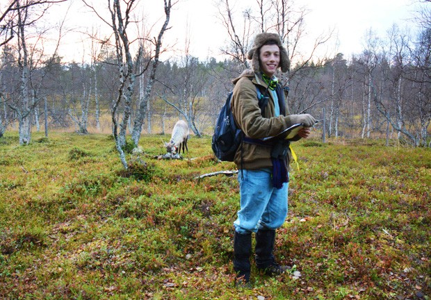 Justin Strong in the field, undertaking new research into reindeer behaviour. Justin Strong in the field, undertaking new research into reindeer behaviour.