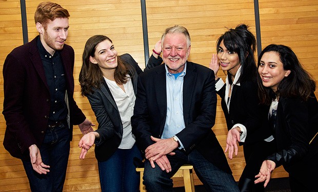 Concordia’s 2015 Relève publicitaire team: Julian Di Bartolomeo, Ariane Ammeloot, Harold J. Simpkins (coach), Nadine Zahran and Nadine Farrag (Absent : Jesse Carmichael). | Photo by Longueuil Photo Studio