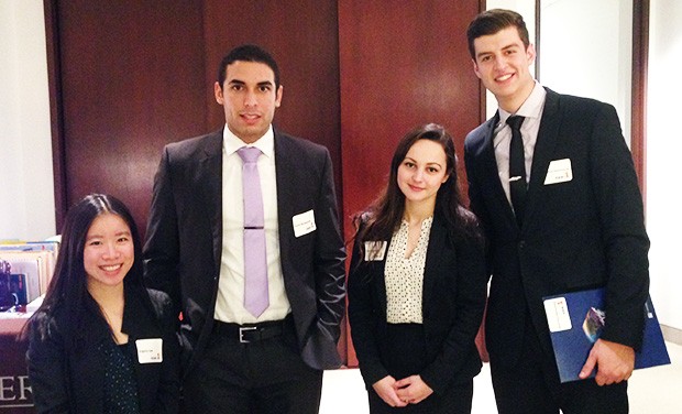 Concordia's CEO for a Day semi-finalists. Left to right: Virginia Law, Jason Azzoparde, Sarah Caraman and Mark-Yves Zwanenburg. Concordia's CEO for a Day semi-finalists. Left to right: Virginia Law, Jason Azzoparde, Sarah Caraman and Mark-Yves Zwanenburg.