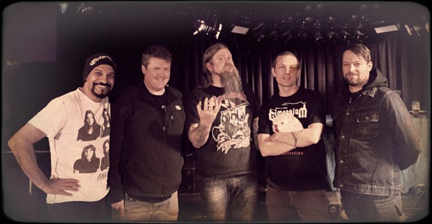 From left: Vivek Venkatesh, David Hall, Ivar Bjørnson, Owen Chapman and Jason Wallin threw themselves mind, body and spirit into the Blekkmetal film shoot. | Photo by Jeff Podoshen From left: Vivek Venkatesh, David Hall, Ivar Bjørnson, Owen Chapman and Jason Wallin threw themselves mind, body and spirit into the Blekkmetal film shoot. | Photo by Jeff Podoshen