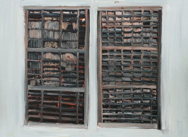 Two empty trays mounted vertically, 2015, by Brian Hunter. Two empty trays mounted vertically, 2015, by Brian Hunter.