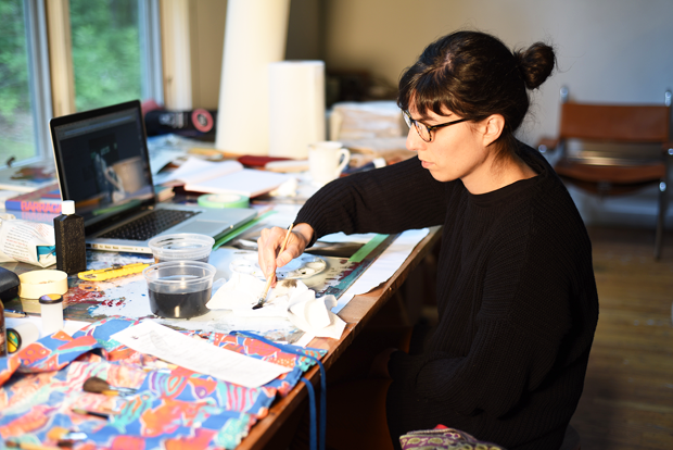 Andréanne Godin at work in her studio space at the foundation. | Photo by Mitch Mitchell Andréanne Godin at work in her studio space at the foundation. | Photo by Mitch Mitchell