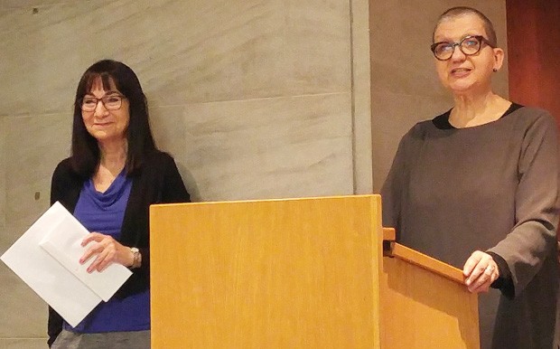 Linda Kay and Lucinda Chodan opened the awards ceremony at the Montreal Gazette offices on October 17.